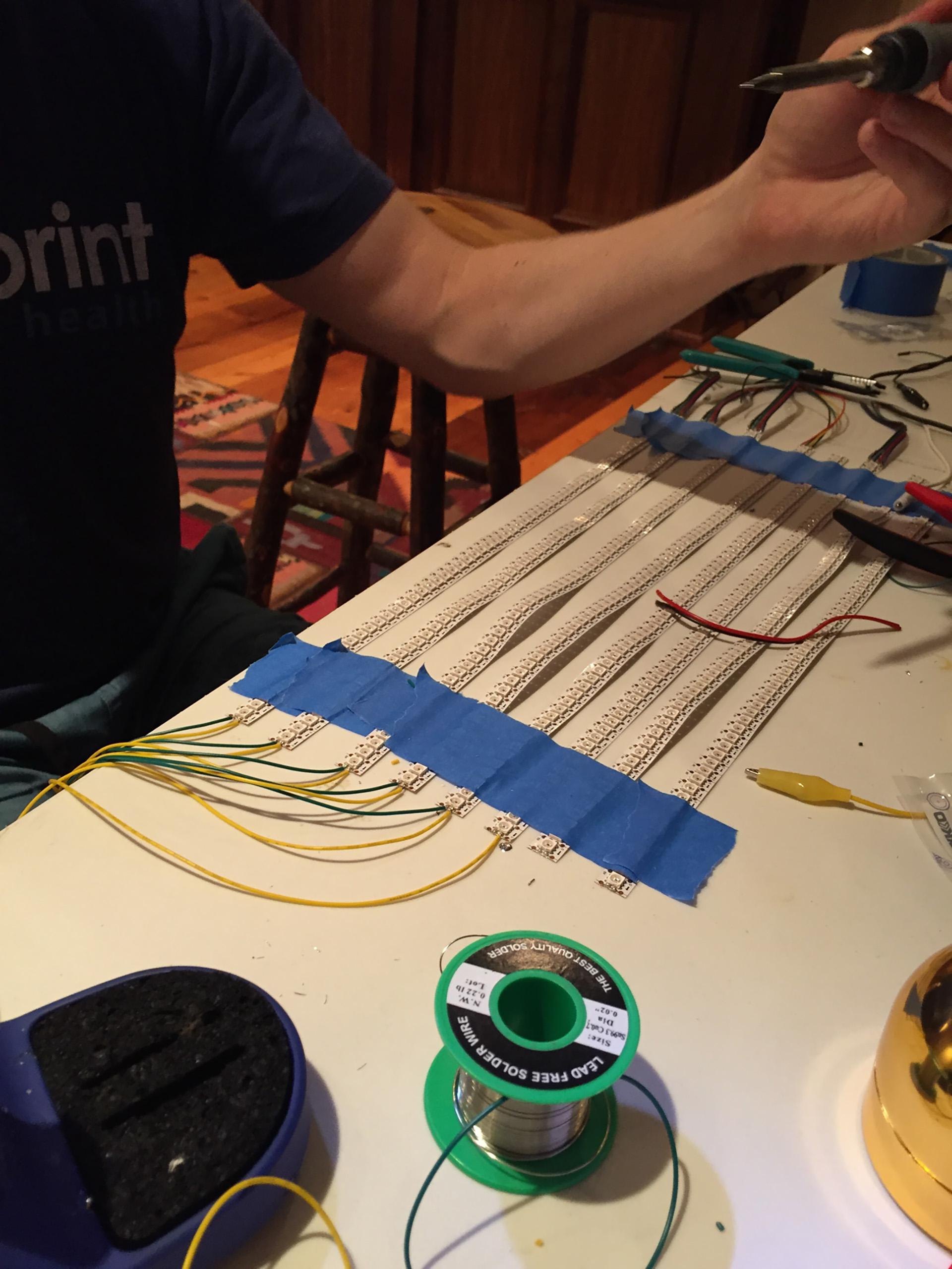 Soldering data and clock wires